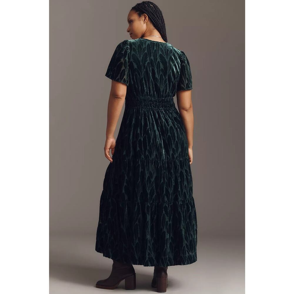 nwt by ANTHRPOLOGIE sz 3X Somerset Maxi Dress: Velvet Edition in turquoise - Picture 3 of 3